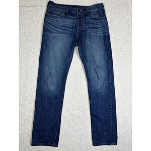 Levi Strauss Mens 32x30 Straight Leg Dark Wash Blue Denim Jeans 100% Cotton